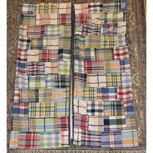 1 of 2 Pottery Barn Kids Madras Plaid Patchwork Cotton Blackout Curtains 44x63